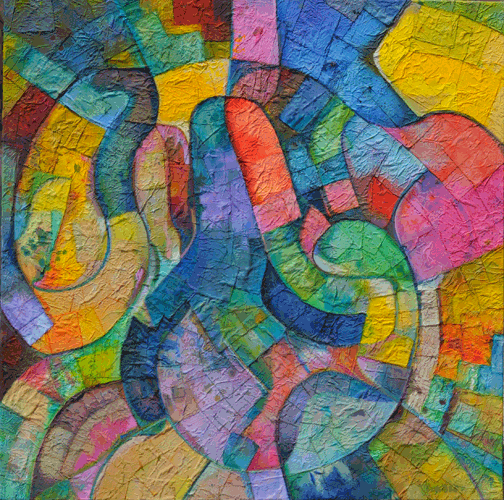 Lumiere d'etoiles - Technique mixte - 2006 dimension de la toile 120x120 cm